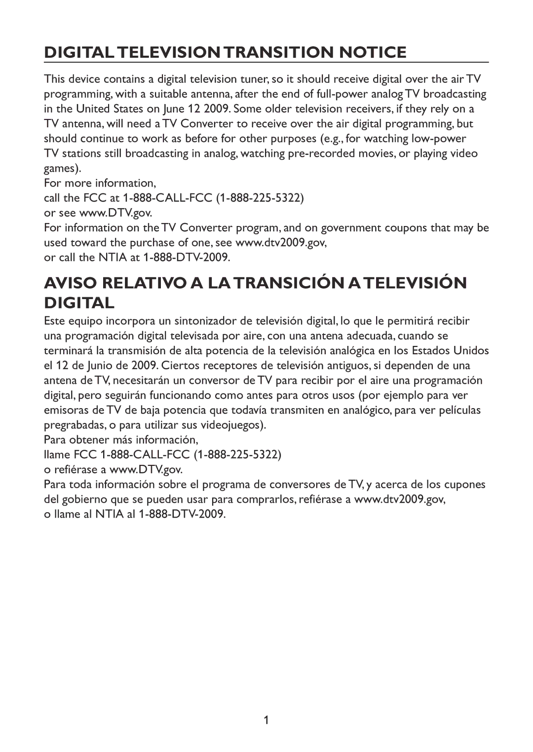 Haier LE32C13200, LE40C13800 Digital Television Transition Notice, Aviso Relativo a LA Transición a Televisión Digital 