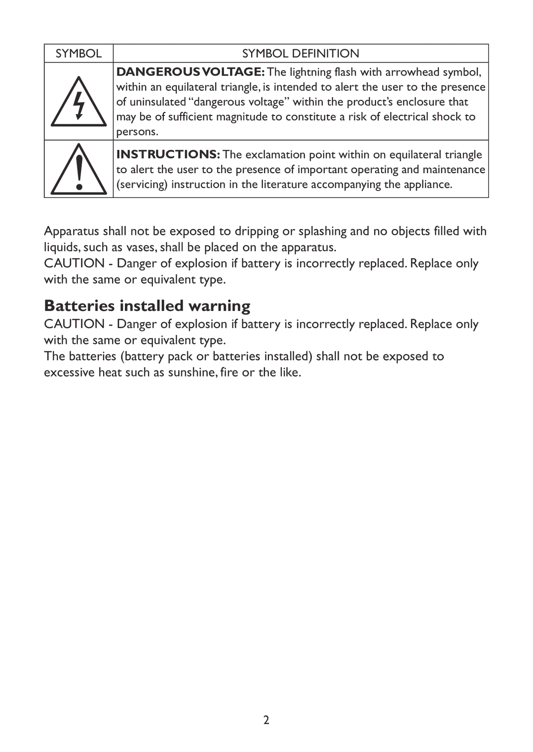 Haier LE40C13800, LE32C13200 owner manual Batteries installed warning 