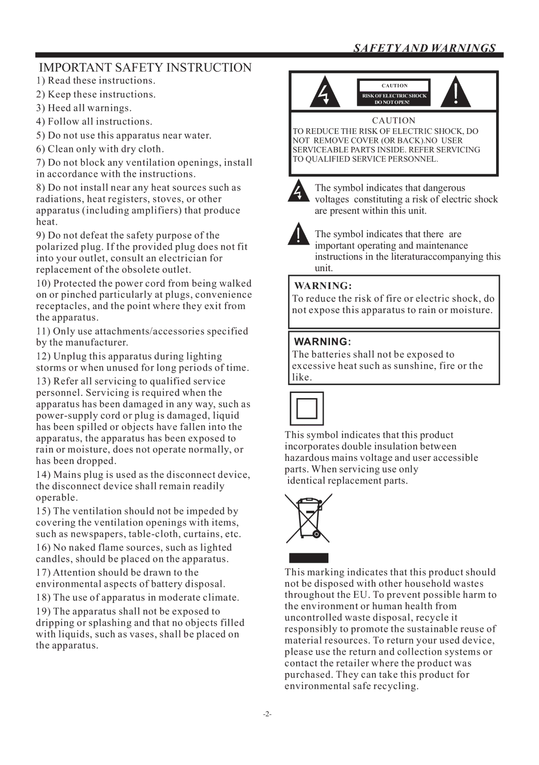 Haier LE40M600 owner manual Important Safety Instruction 