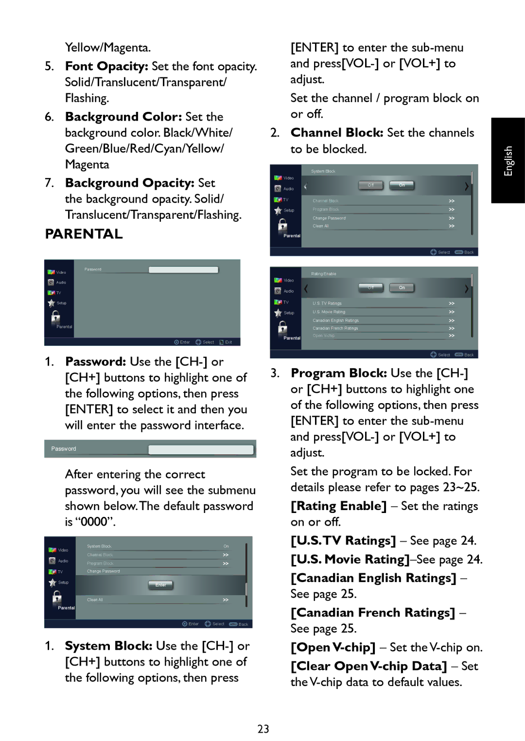 Haier LE42D2380, LE46D2380, LE32D2320, LE39D2380 user manual Parental, Channel Block Set the channels to be blocked 