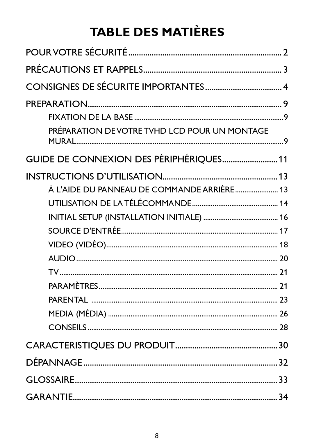 Haier LE32D2320, LE46D2380, LE42D2380, LE39D2380 user manual Table DES Matières 