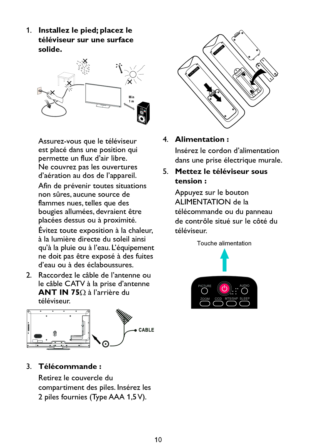 Haier LE46D2380, LE42D2380, LE32D2320, LE39D2380 user manual Télécommande, Alimentation, Mettez le téléviseur sous tension 