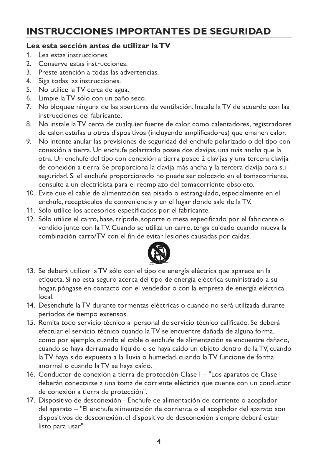 Haier LE39D2380, LE46D2380, LE42D2380 Instrucciones Importantes DE Seguridad, Lea esta sección antes de utilizar la TV 