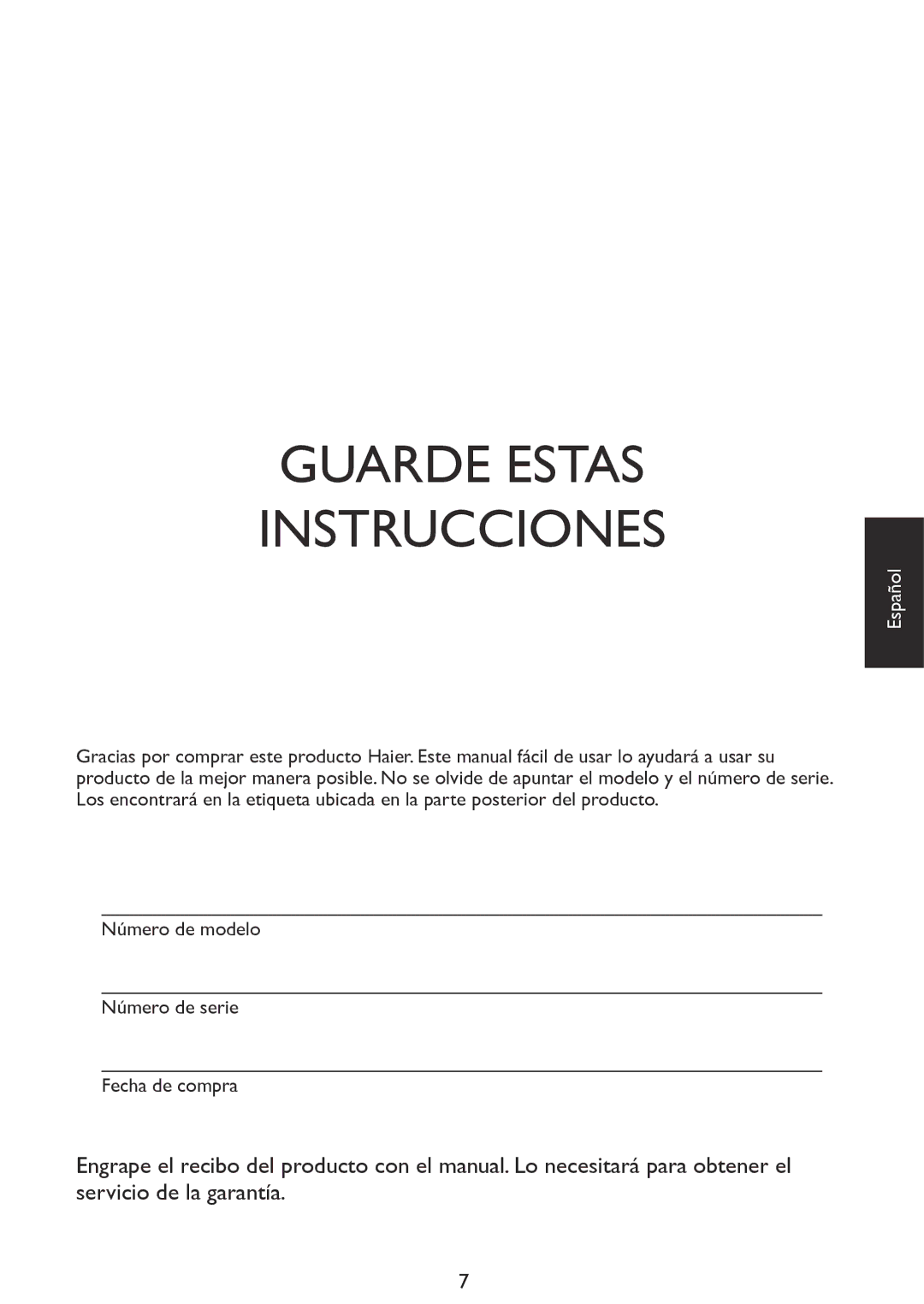 Haier LE32D2320, LE46D2380, LE42D2380, LE39D2380 user manual Guarde Estas Instrucciones 