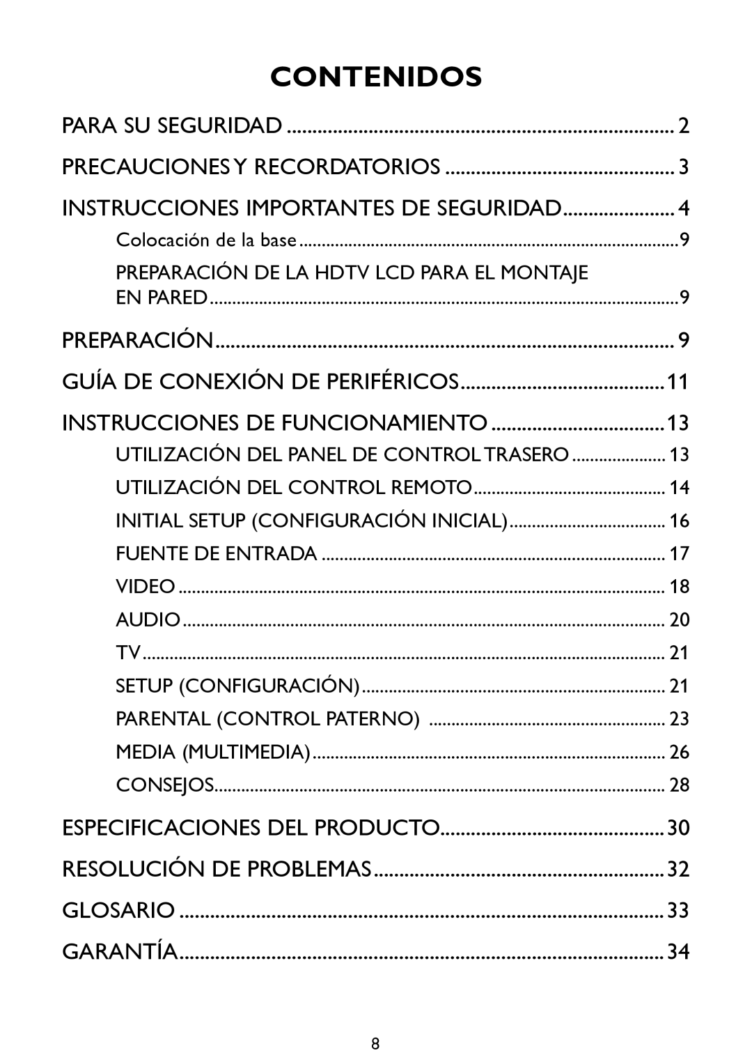 Haier LE39D2380, LE46D2380, LE42D2380, LE32D2320 user manual Contenidos 