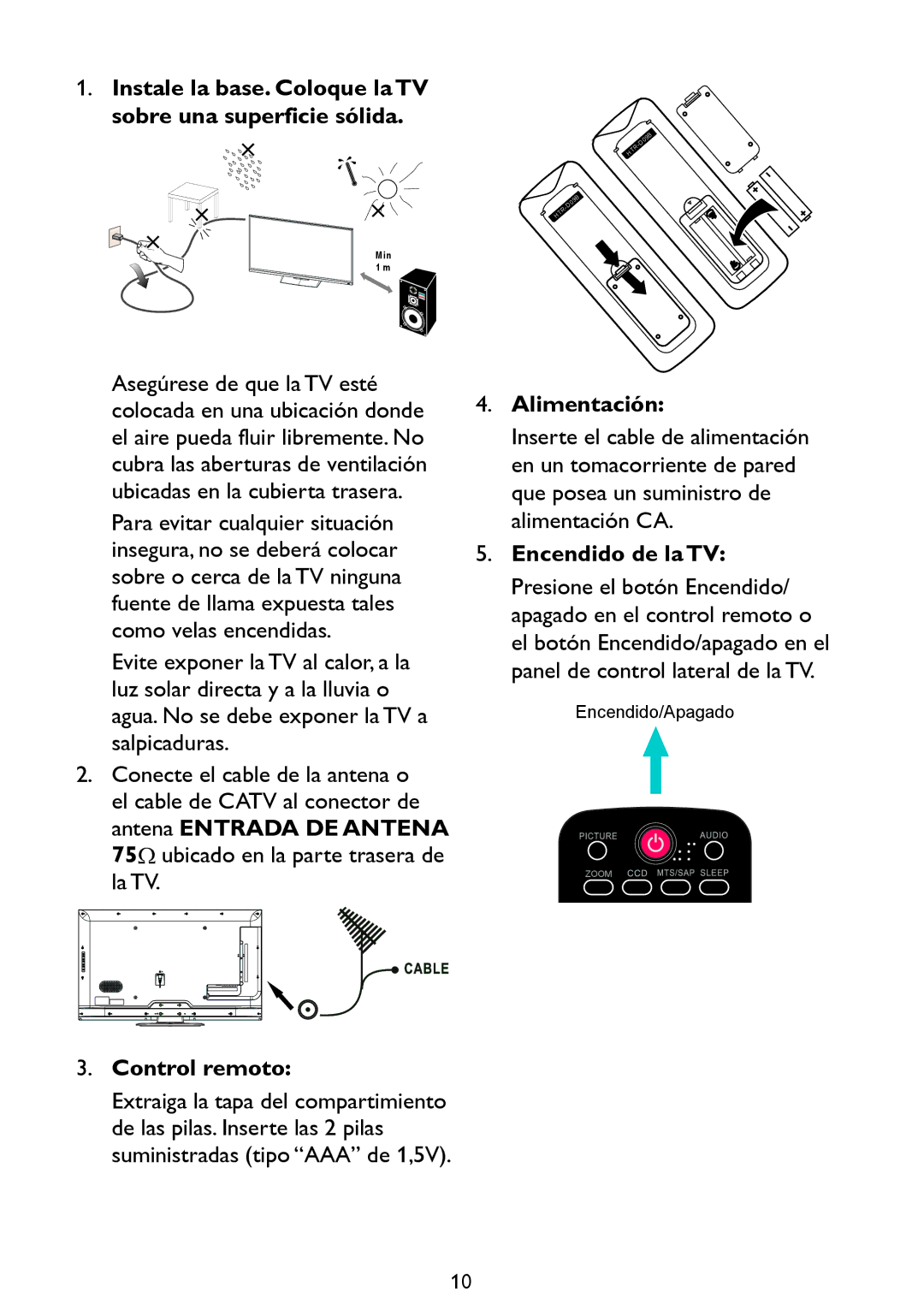 Haier LE42D2380, LE46D2380 Instale la base. Coloque la TV sobre una superficie sólida, Control remoto, Alimentación 