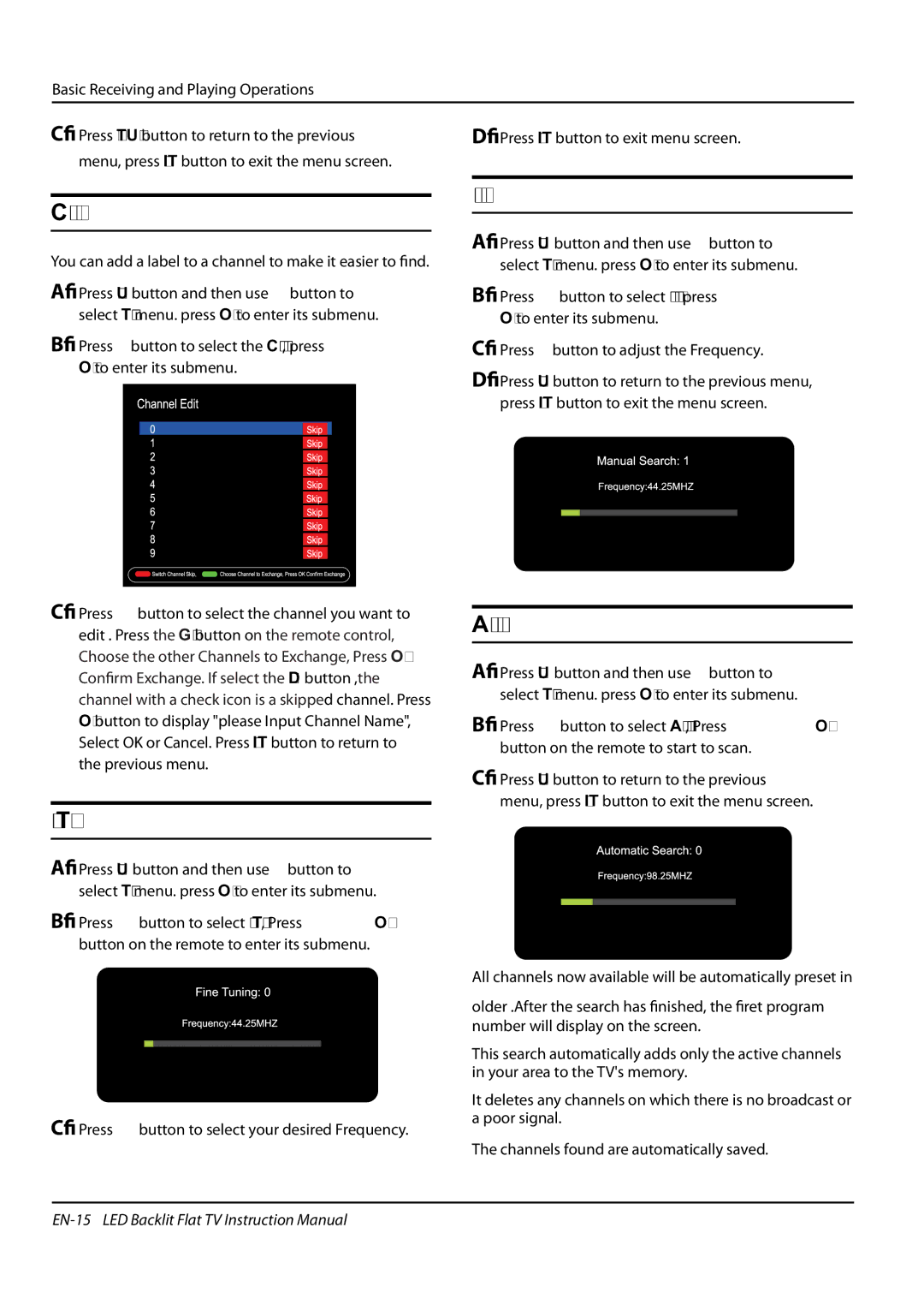 Haier LE55H5000, LE47H5000, LE42H5000 manual Channel Edit, Fine Tune, Manual Search, Auto Search 