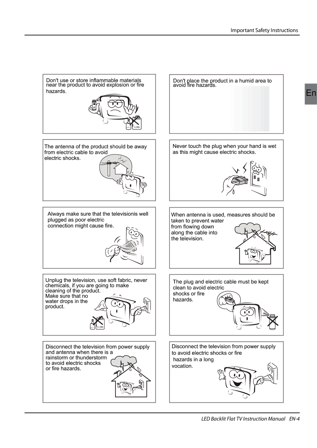 Haier LE42H5000, LE47H5000, LE55H5000 manual Important Safety Instructionss 