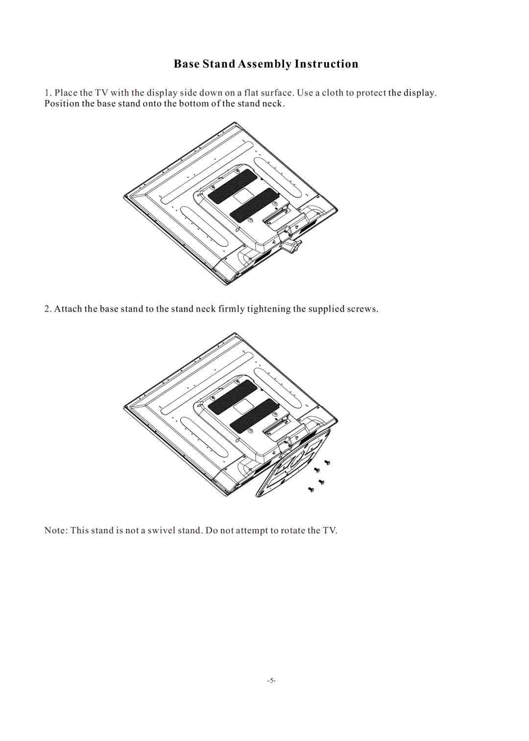 Haier LE50F2280 manual Base Stand Assembly Instruction 