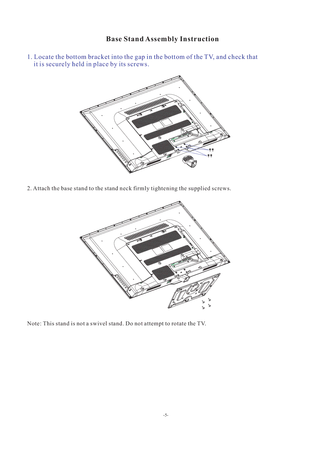 Haier LE55F32800 manual Base Stand Assembly Instruction 