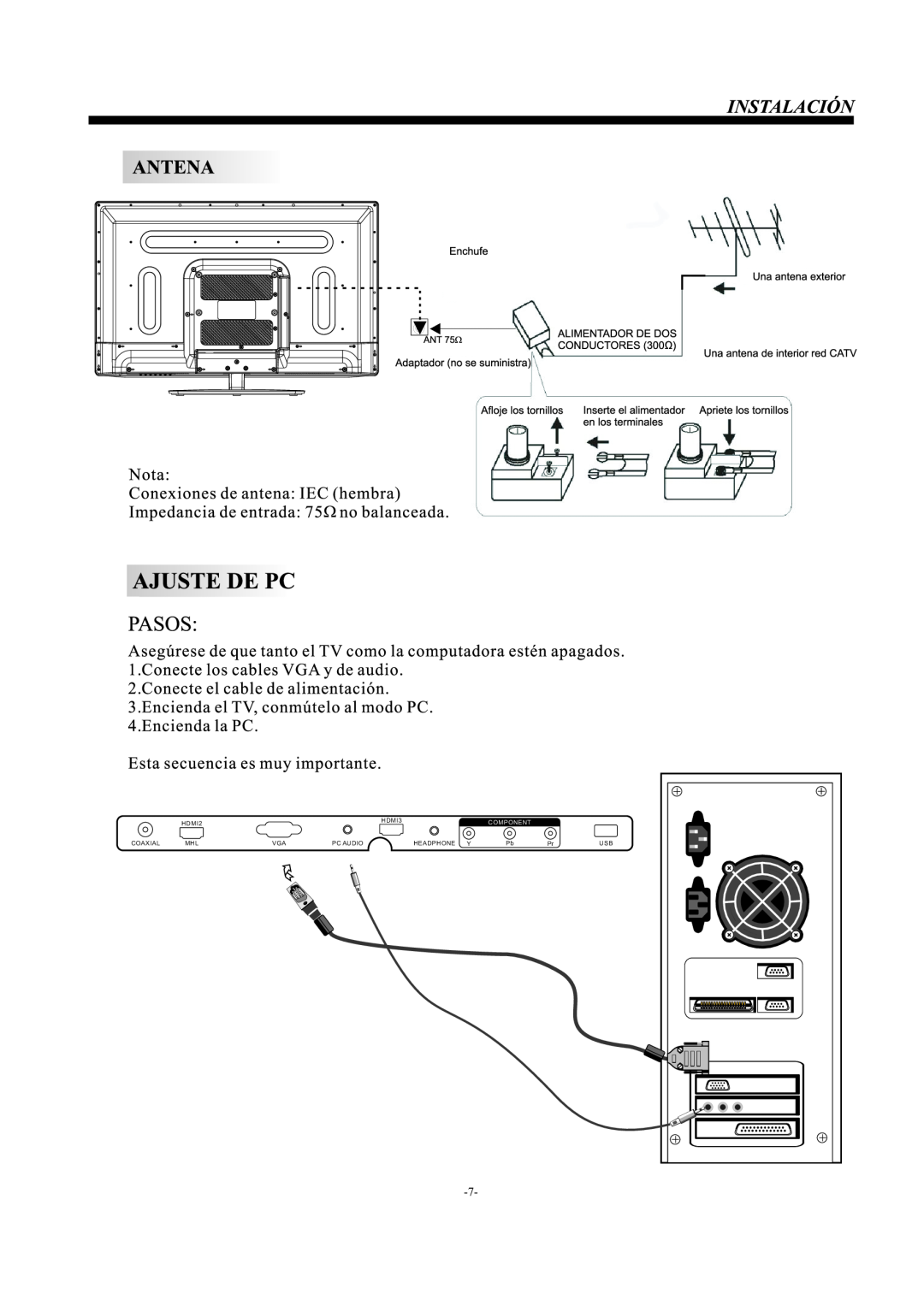 Haier LE55F32800 manual HDMI2, Coaxial, HDMI3, Headphone Y, Pc Audio 