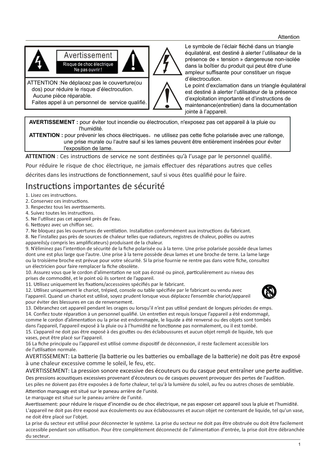 Haier LE58F3281 manual Ins importantes de sécurité 