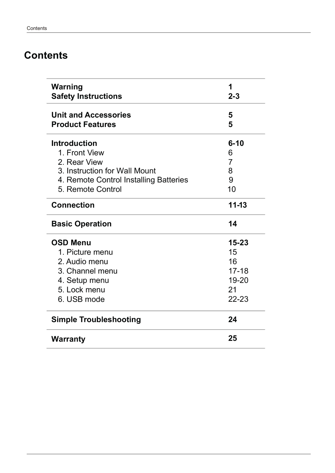 Haier LE58F3281 manual Contents 