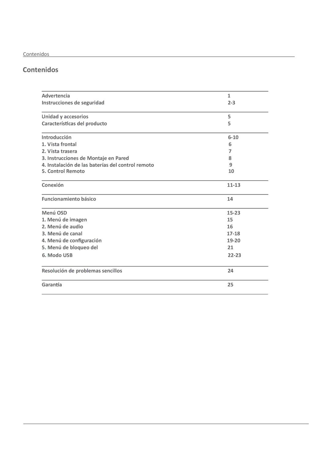 Haier LE58F3281 manual Contenidos 