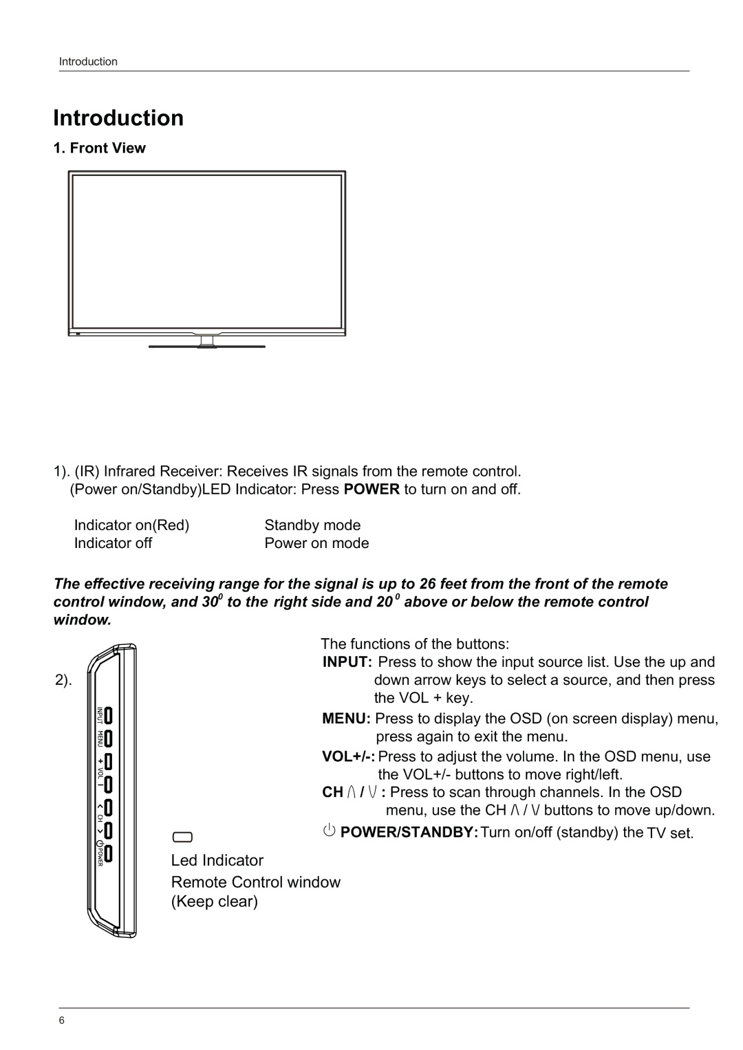 Haier LE58F3281 manual Introduction, Front View 