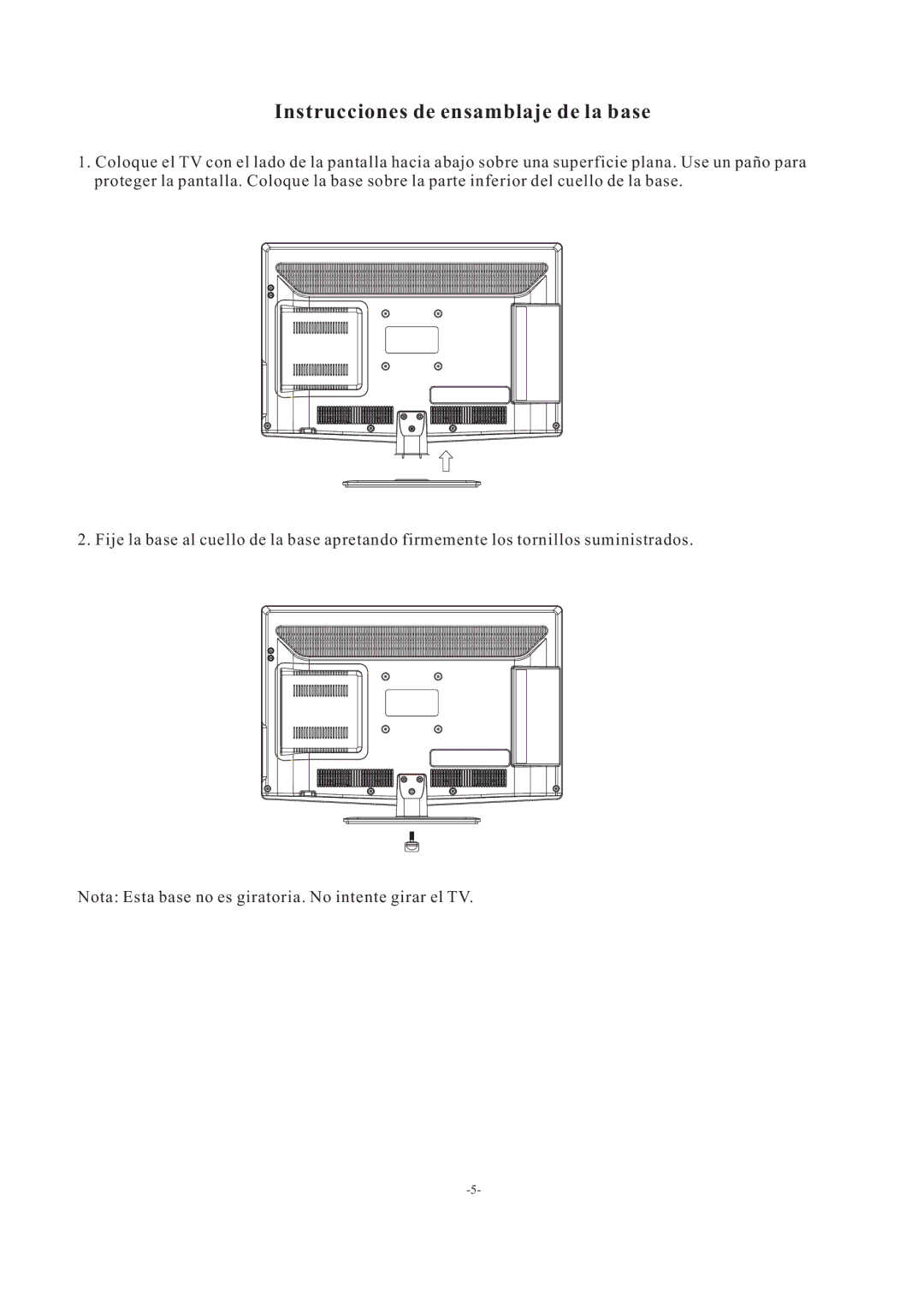 Haier LEC24B3320 manual Instrucciones de ensamblaje de la base 