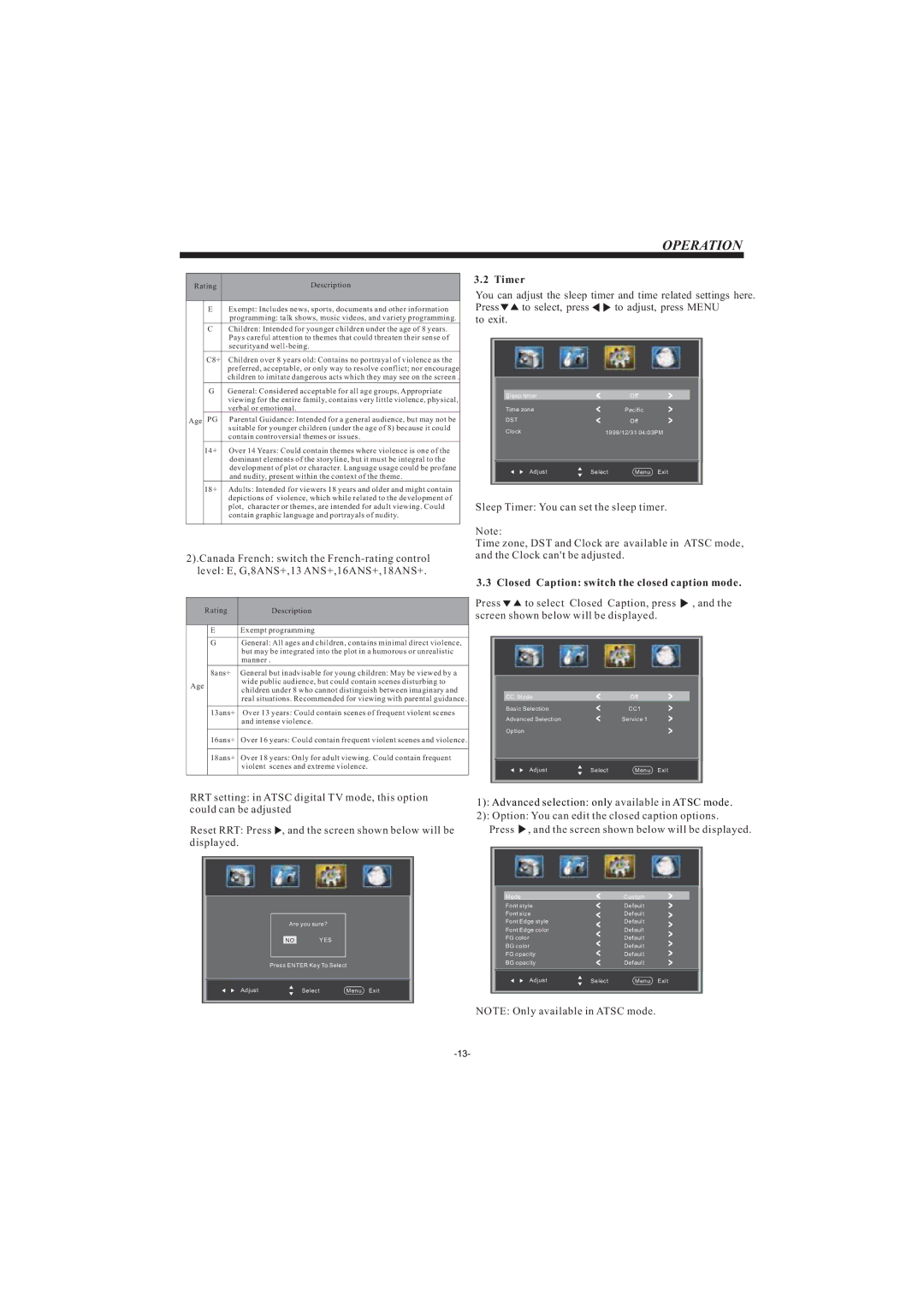 Haier LEC32B33200 manual Timer 