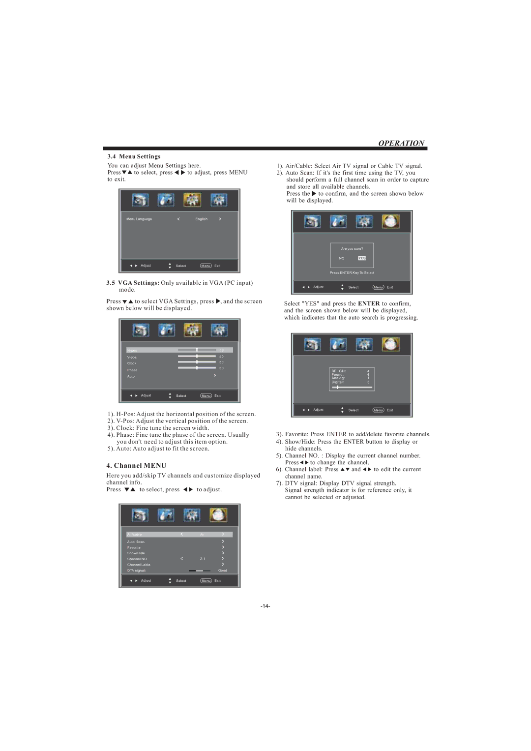 Haier LEC32B33200 manual Channel Menu 