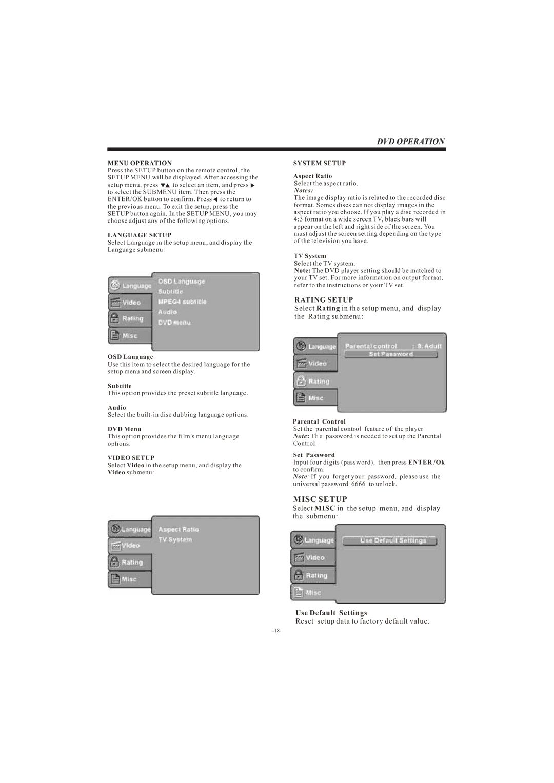 Haier LEC32B33200 manual Misc Setup 