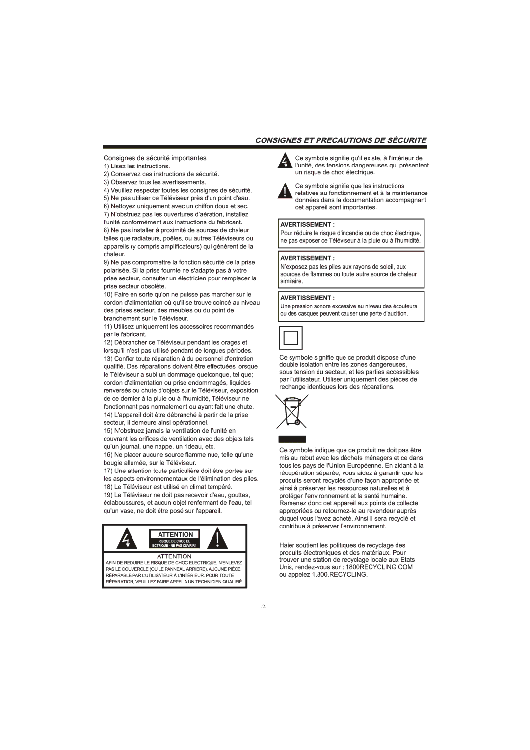 Haier LEC32B33200 manual 