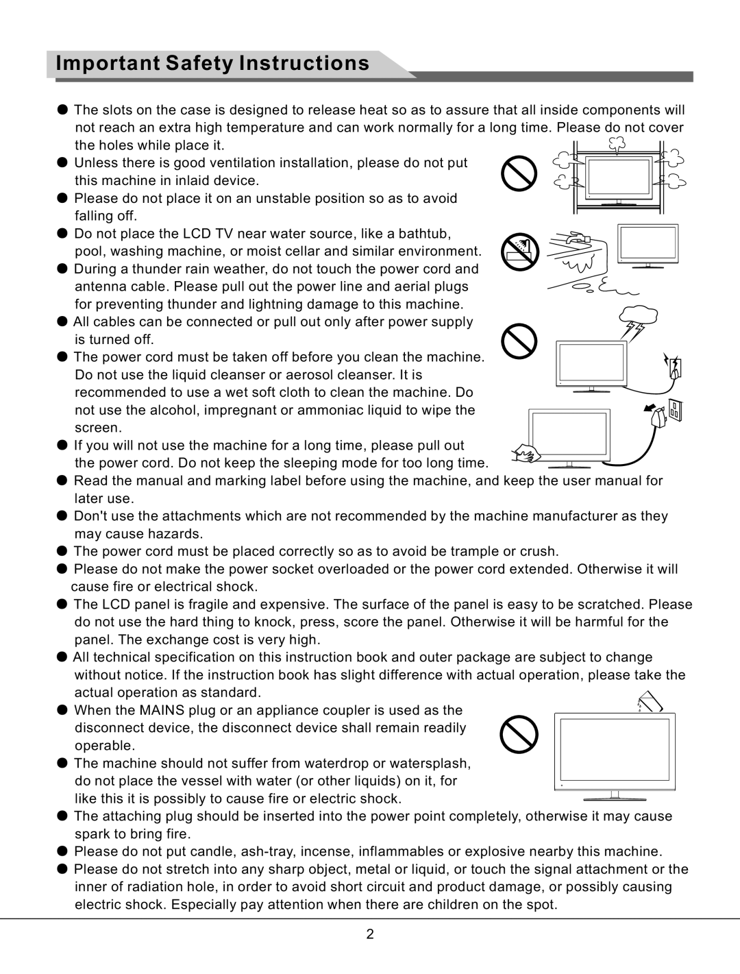 Haier LE32K800, LE55K800, LE42K800, LE47K800, LE37K800, LE26K800, LED Backlight LCD Televison Important Safety Instructions 