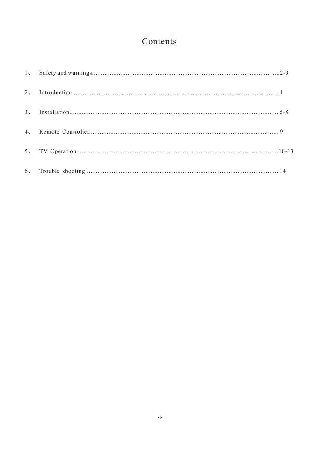 Haier LED LCD TV, LE32B50 owner manual Contents 