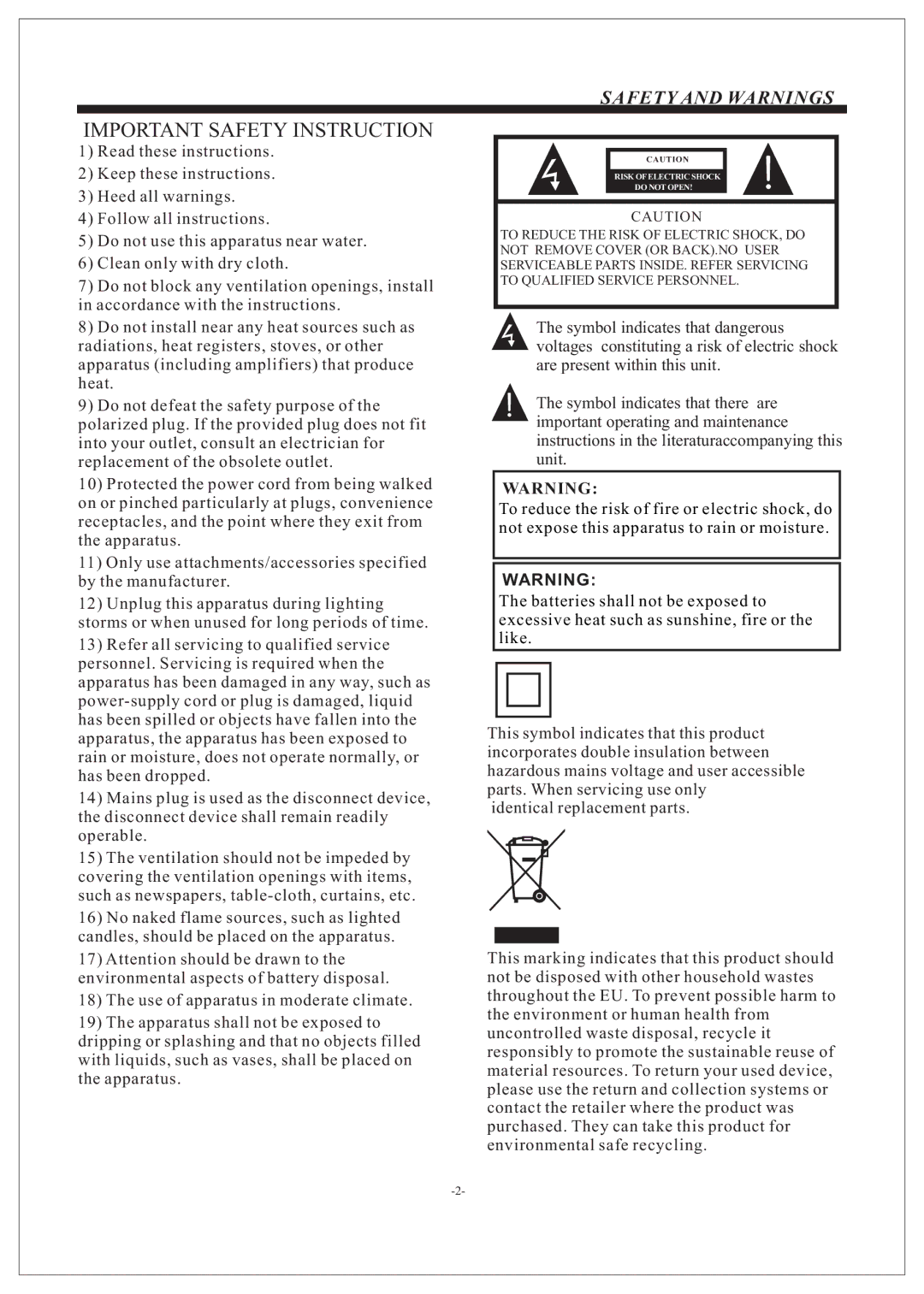 Haier LE32B50, LED LCD TV owner manual Important Safety Instruction 