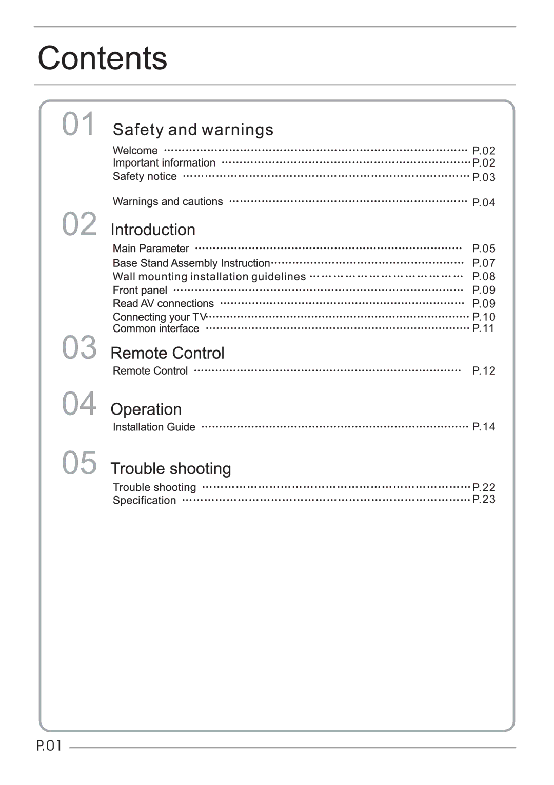 Haier LET22C600F, LET19C600F, LET24C600F user manual 10 P.11 22 P.23 