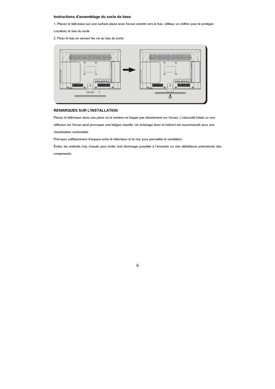 Haier LET19C600F, LET24C600F, LET22C600F user manual Remarques SUR Linstallation 