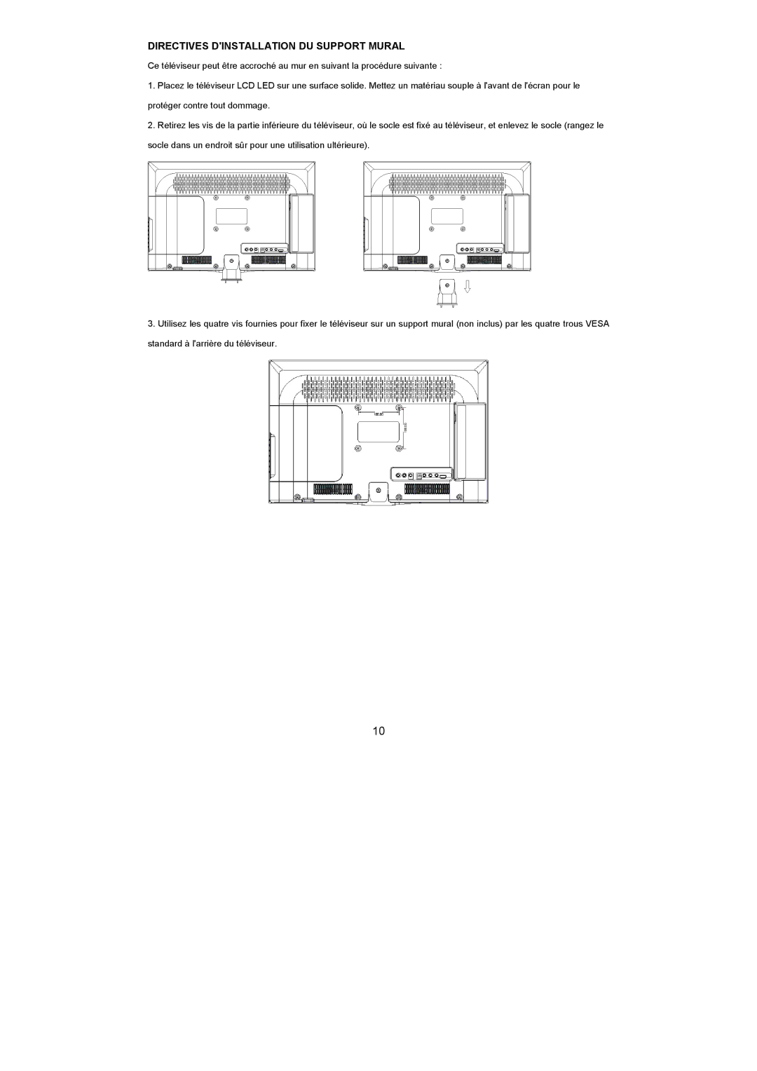 Haier LET24C600F, LET19C600F, LET22C600F user manual Directives Dinstallation DU Support Mural 