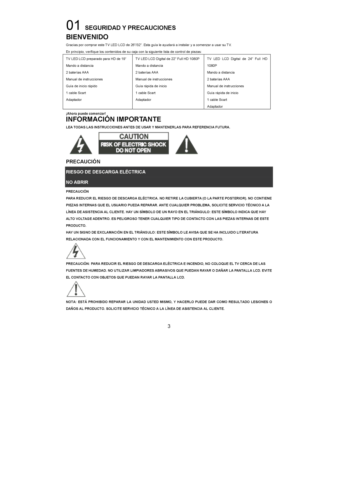 Haier LET19C600F, LET24C600F, LET22C600F user manual Bienvenido, Información Importante, ¡Ahora puede comenzar 