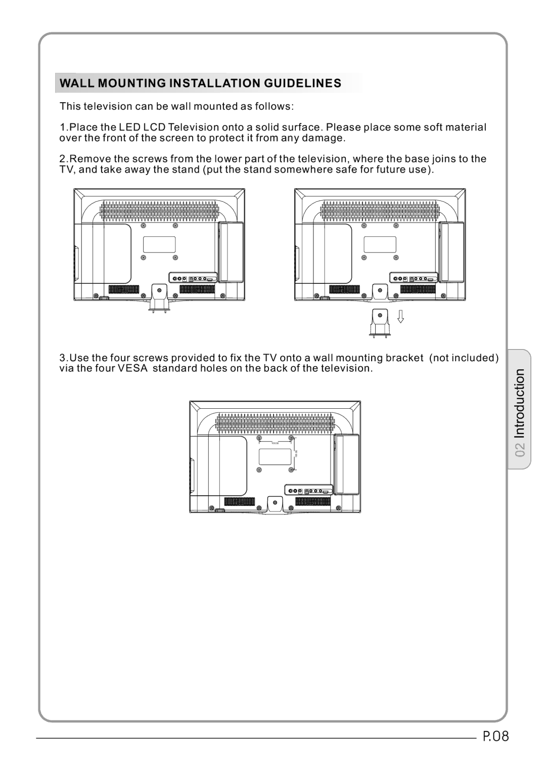 Haier LET19C600F, LET24C600F, LET22C600F user manual Wall Mounting Installation Guidelines 