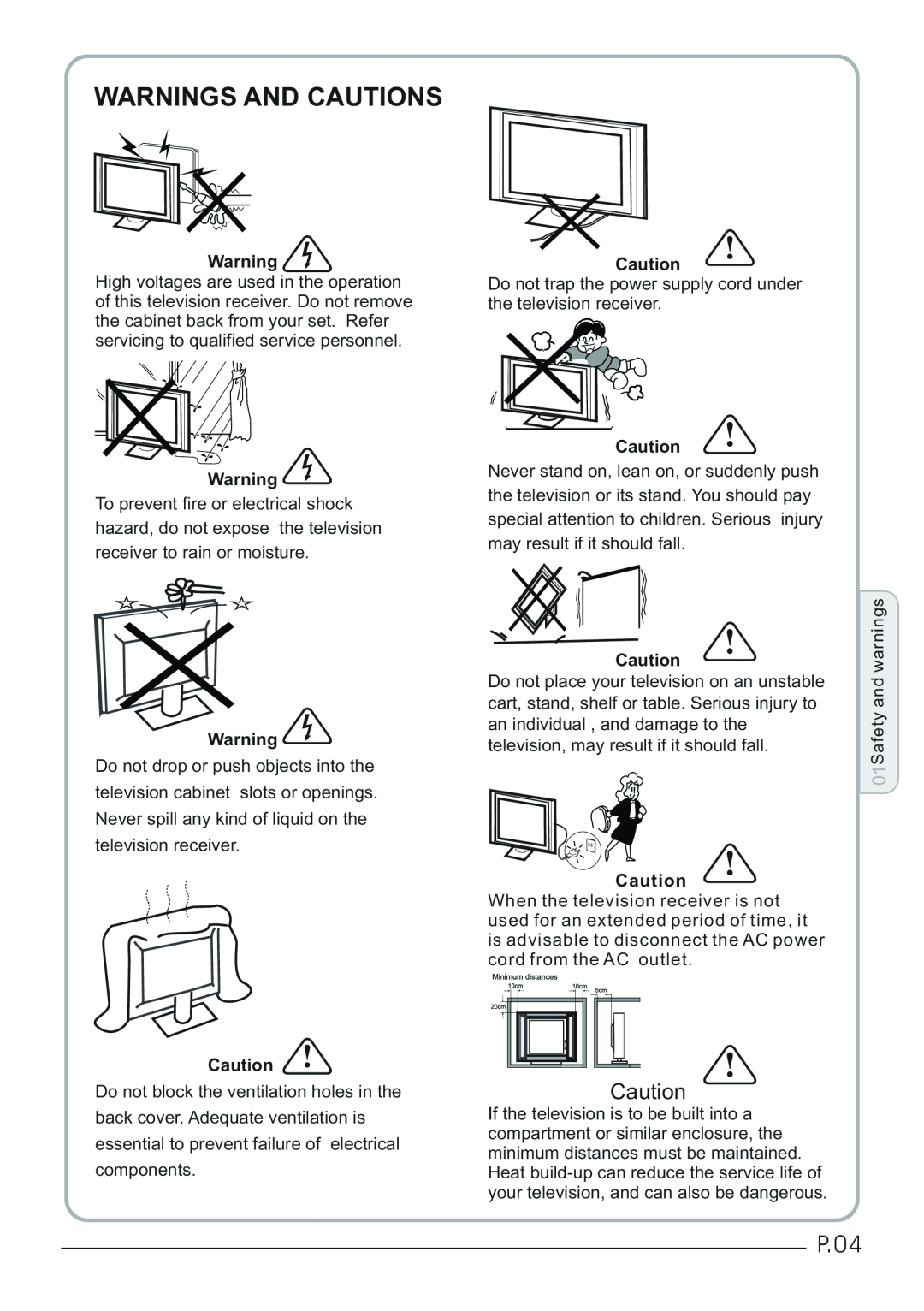 Haier LET32C430, LET26C430 user manual Warnings And Cautions, P.04 