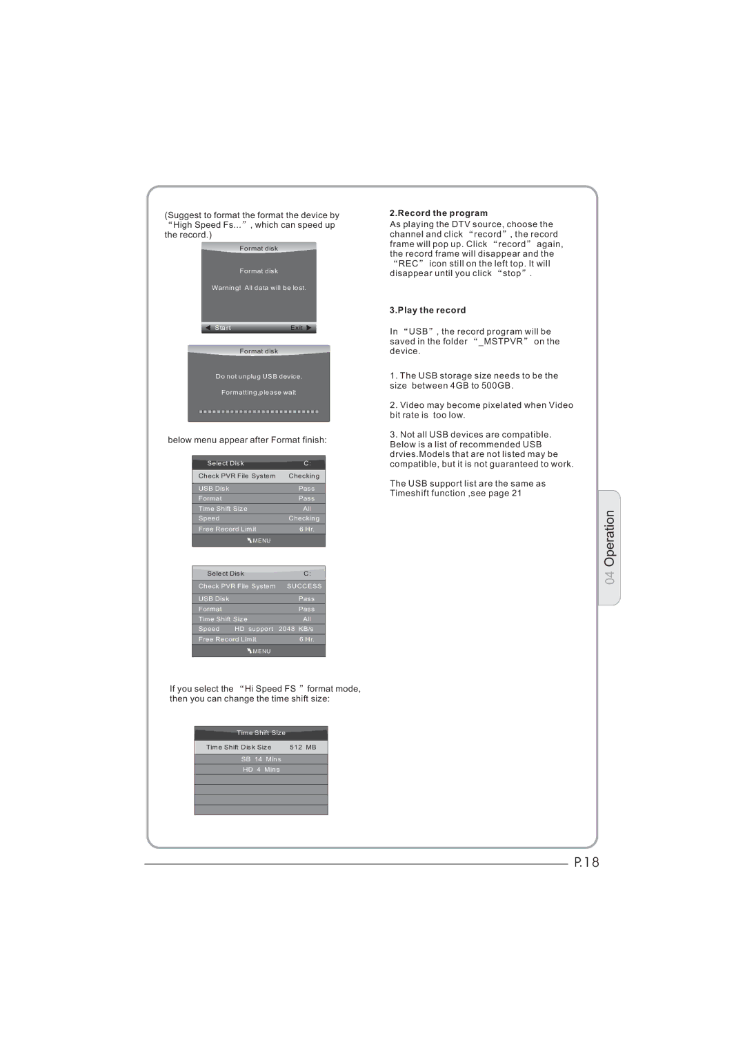 Haier LED LCD TV Receiver, LET26C600F, LET32C600F user manual Record the program 