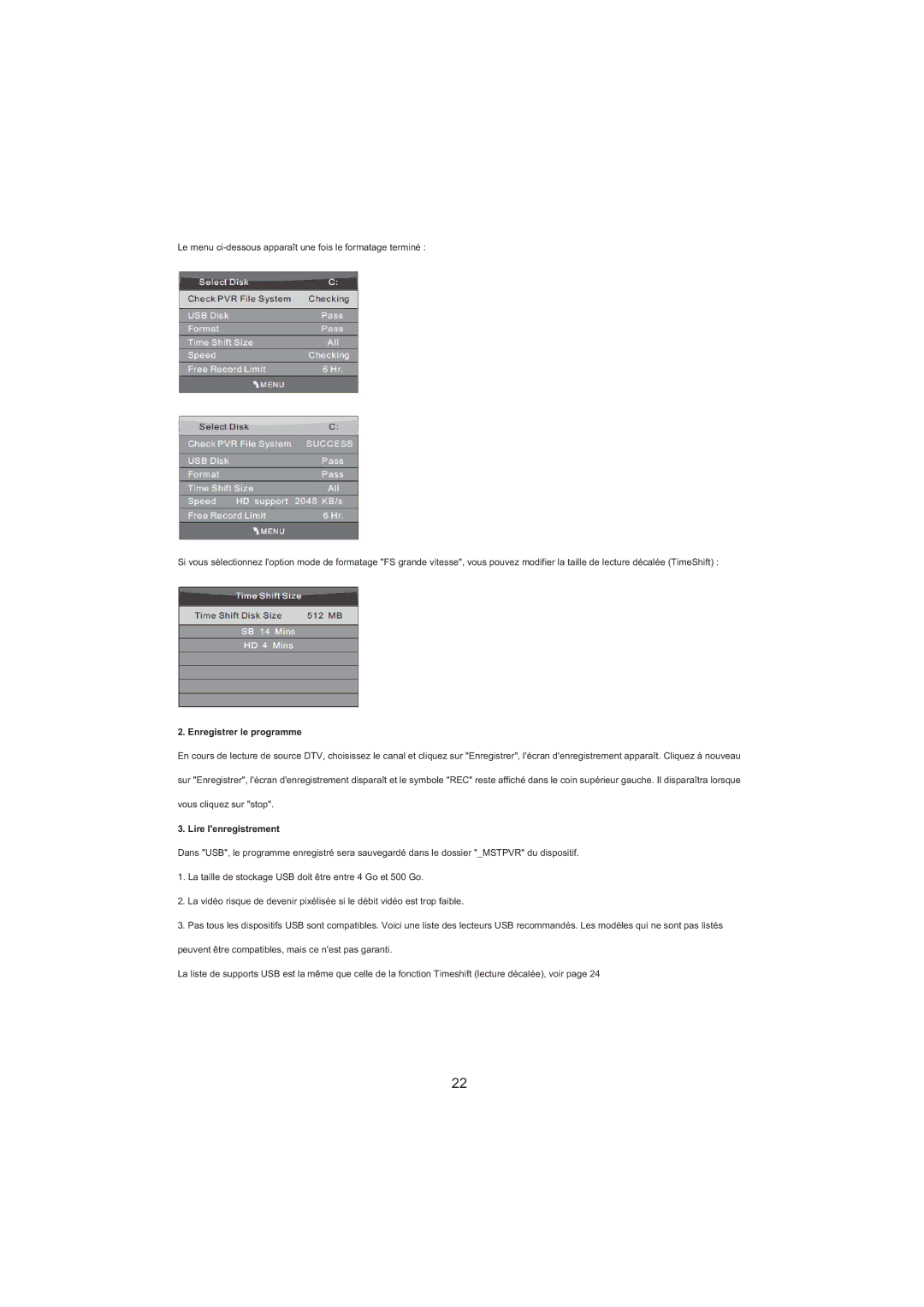 Haier LED LCD TV Receiver, LET26C600F, LET32C600F user manual Enregistrer le programme, Lire lenregistrement 