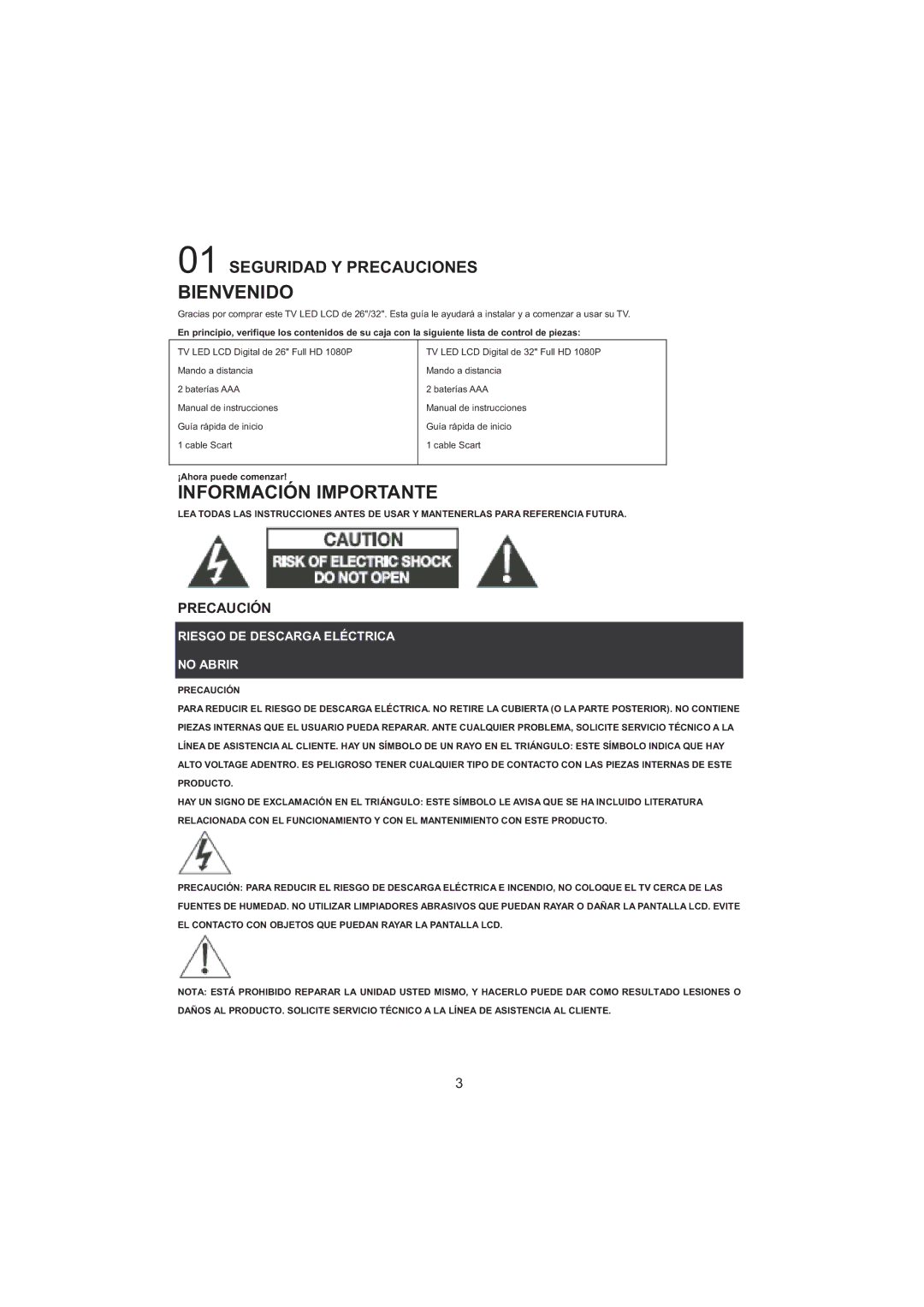 Haier LET26C600F, LED LCD TV Receiver, LET32C600F user manual Bienvenido, Información Importante, ¡Ahora puede comenzar 