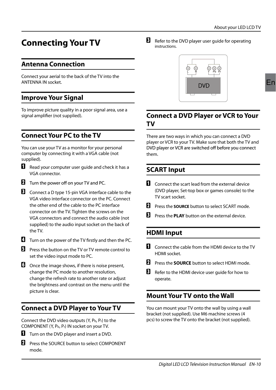 Haier LET46Z18HF, LET42T1000HF, LET39Z18HF, LET32T1000HF instruction manual Connecting Your TV 