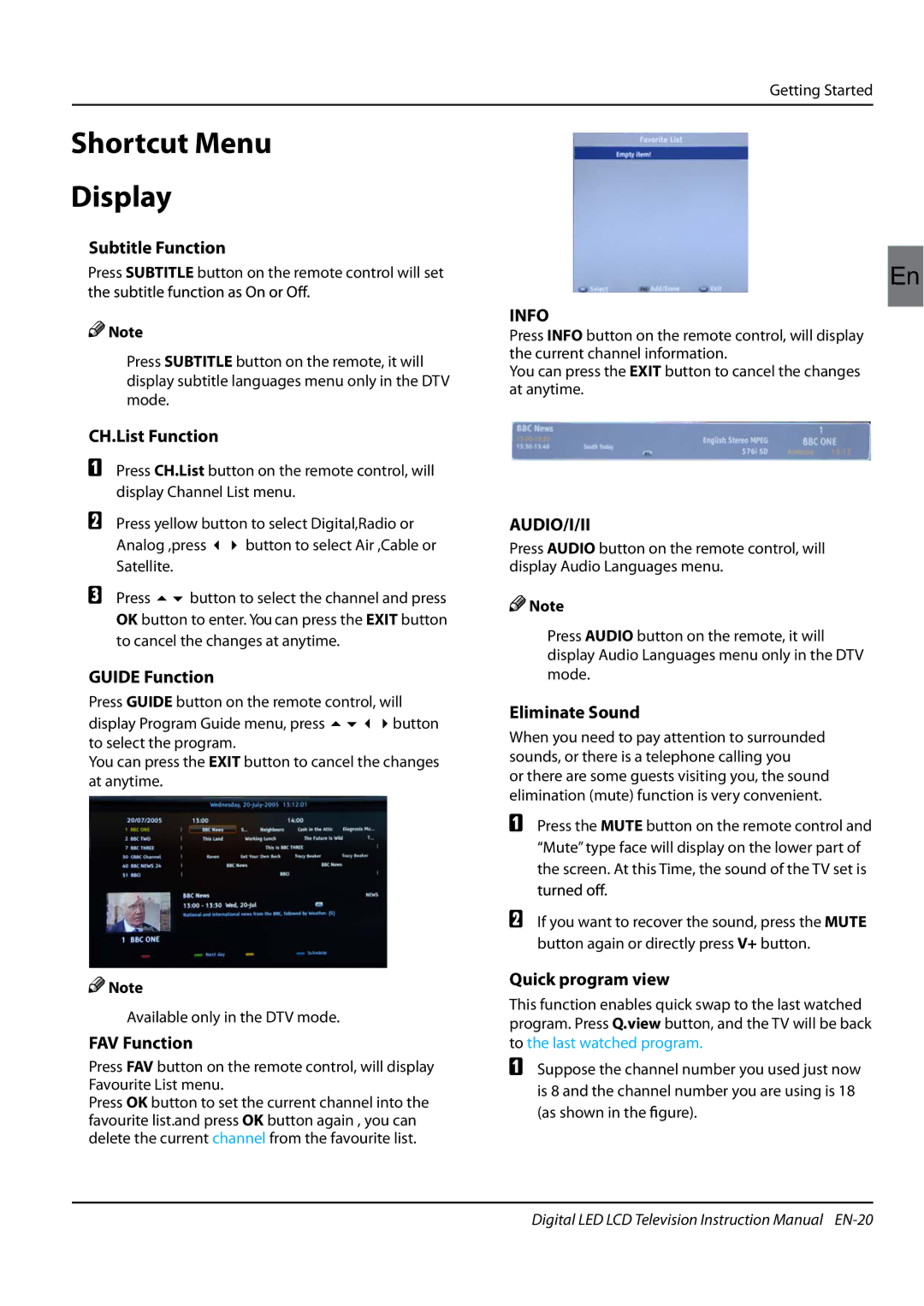 Haier LET39Z18HF, LET42T1000HF, LET32T1000HF, LET46Z18HF instruction manual Shortcut Menu Display 