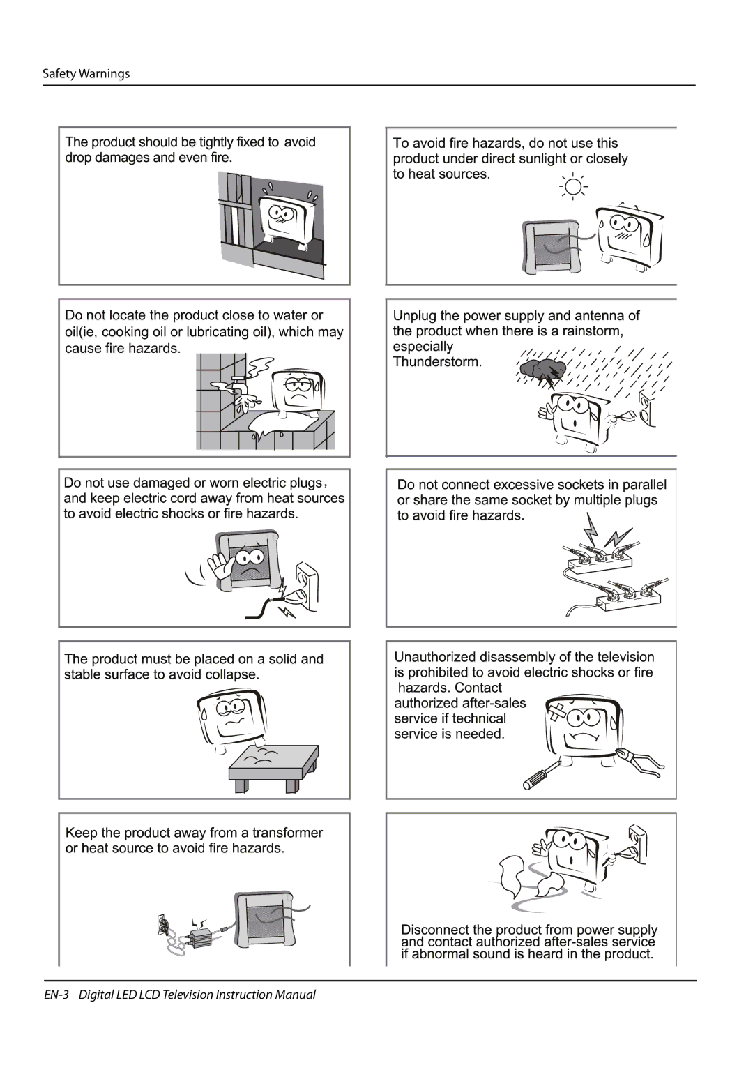 Haier LET42T1000HF, LET39Z18HF, LET32T1000HF, LET46Z18HF instruction manual Safety Warnings 