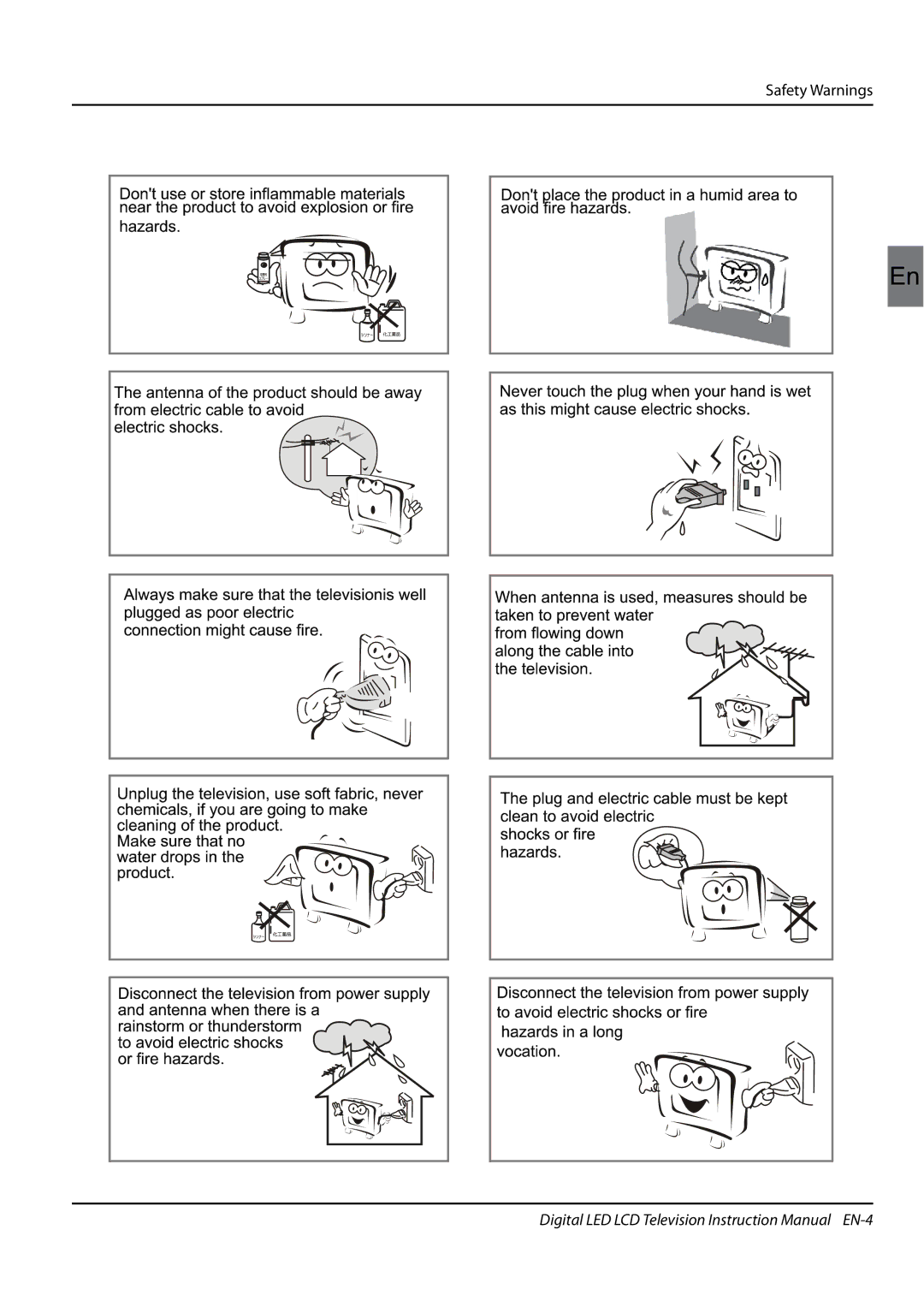 Haier LET39Z18HF, LET42T1000HF, LET32T1000HF, LET46Z18HF instruction manual Safety Warnings 