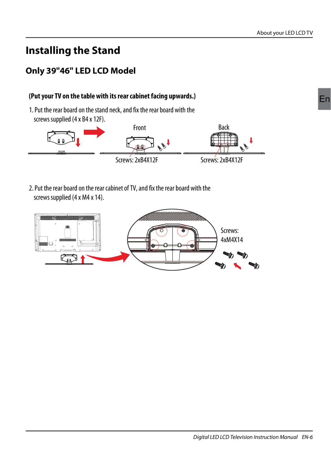 Haier LET46Z18HF, LET42T1000HF, LET39Z18HF, LET32T1000HF instruction manual Installing the Stand, About your LED LCD TV 