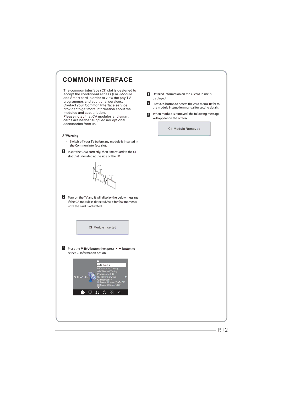 Haier LEY26C600, LEY32C600 user manual Common Interface 