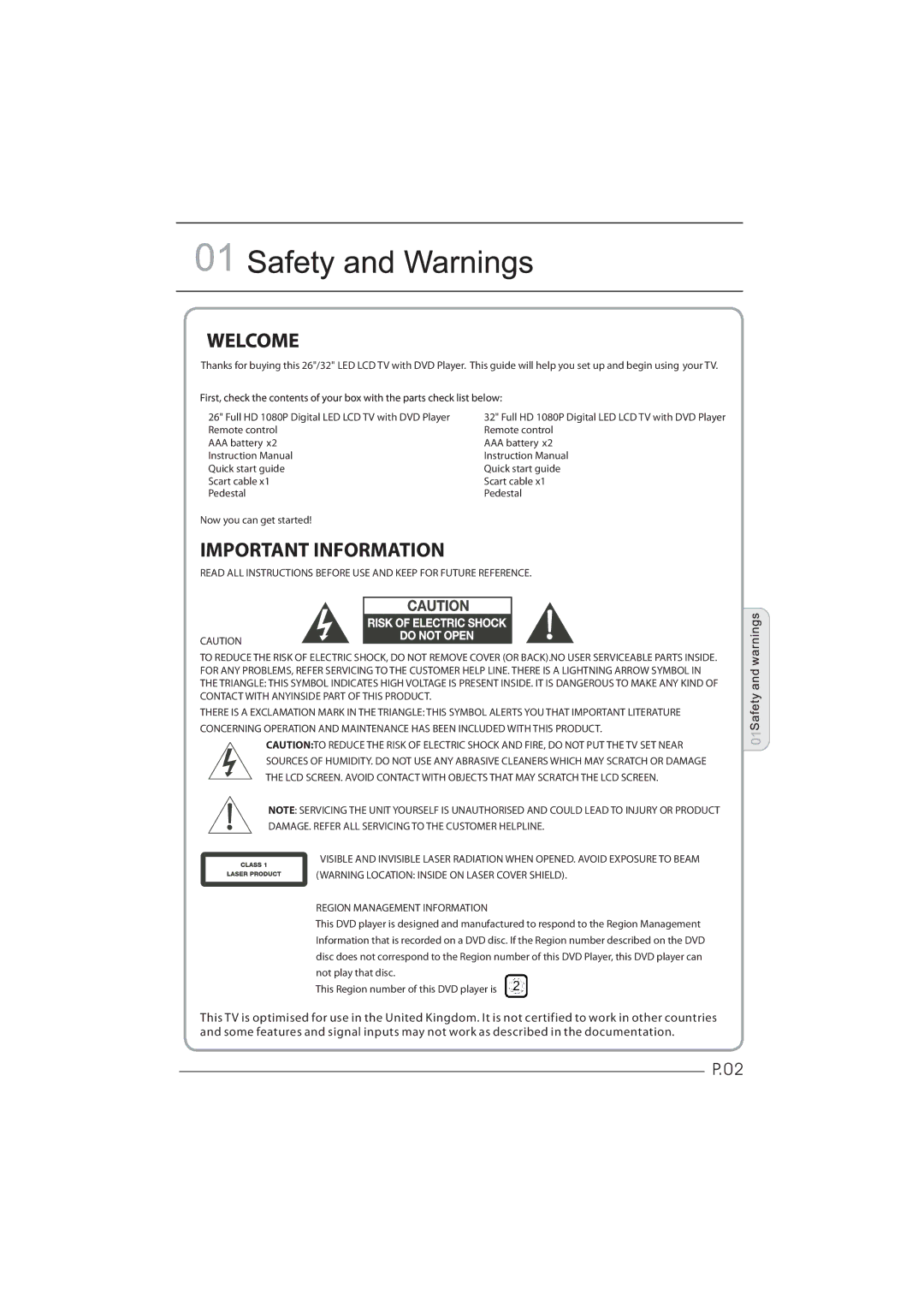 Haier LEY26C600, LEY32C600 user manual Important Information 