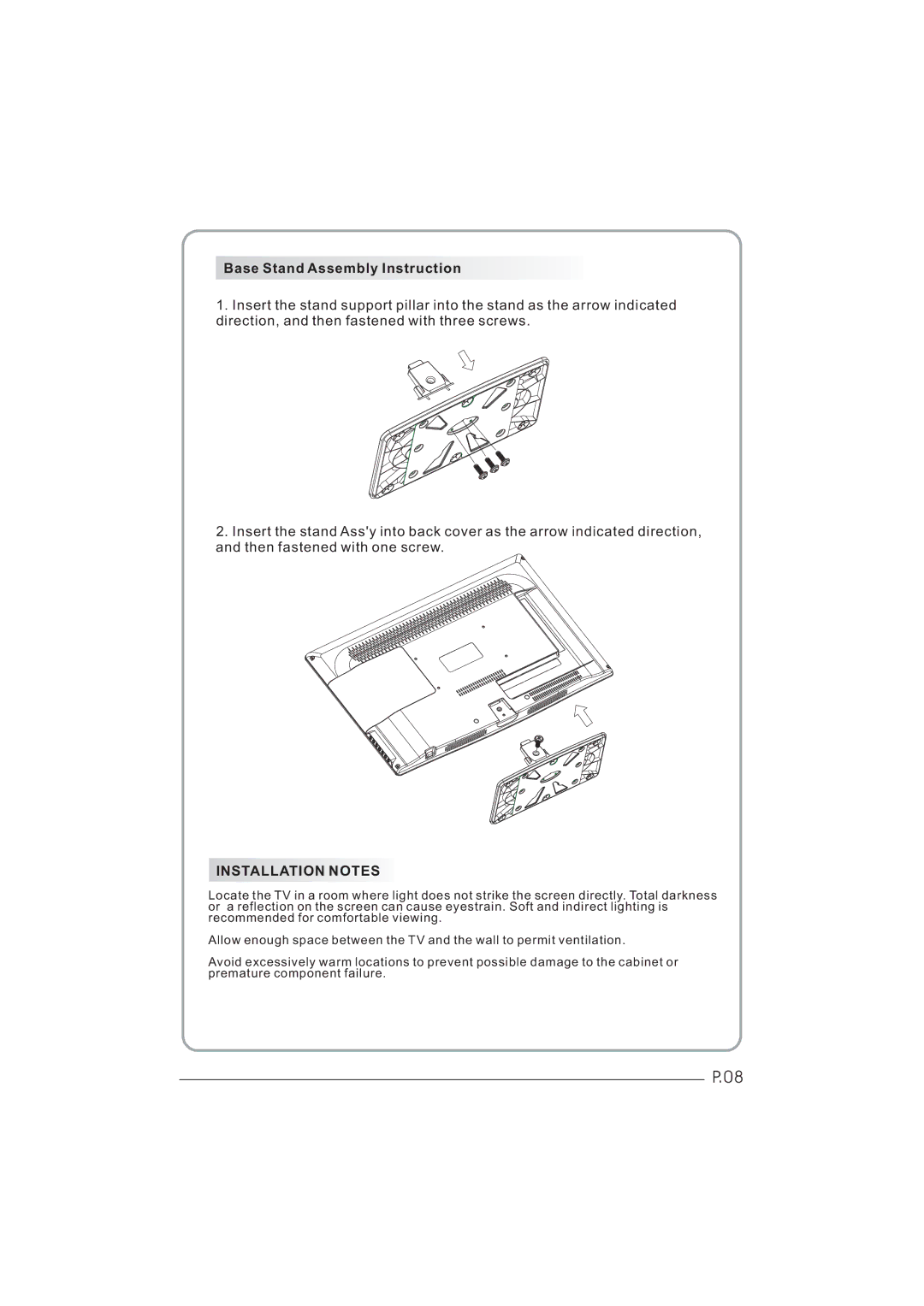 Haier LEY26C600, LEY32C600 user manual Installation Notes 