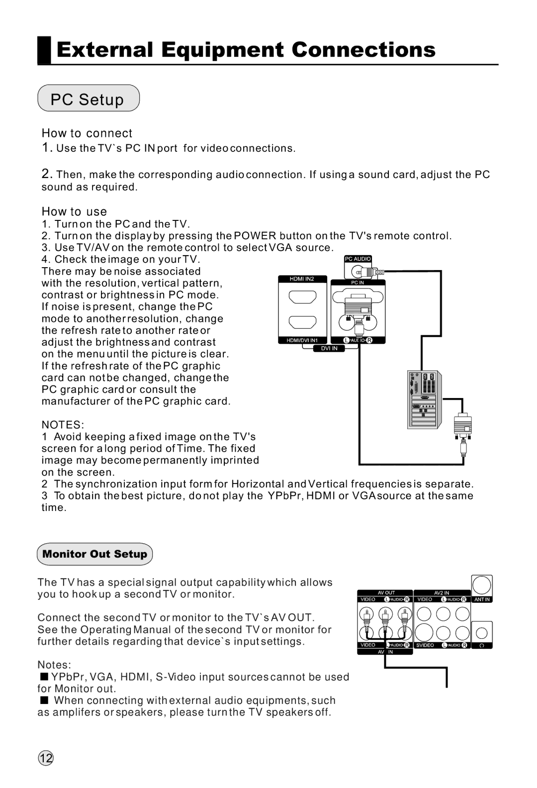 Haier LR42T1, LR47T1 owner manual PC Setup, Monitor Out Setup 