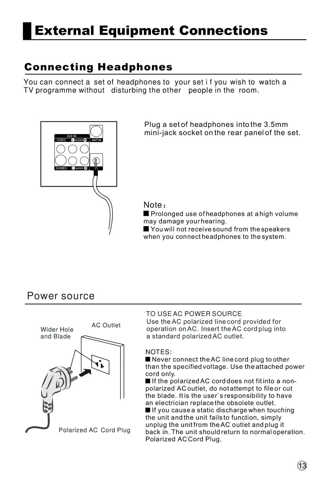 Haier LR47T1, LR42T1 owner manual Connecting Headphones 