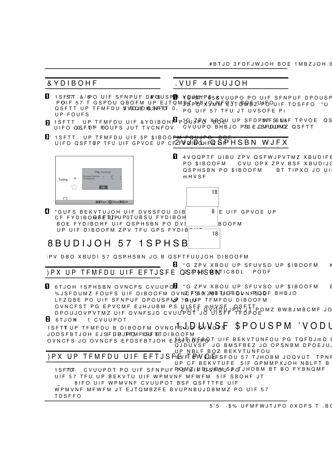 Haier LS47T3, LS42T3 manual 8BUDIJOH571SPHSBN, 1JDUVSF$POUSPMVODUJPOT, Ydibohf VUF4FUUJOH, 2VJDLQSPHSBNWJFX 