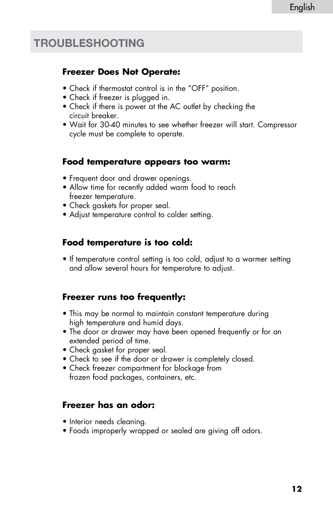 Haier LW145AW user manual Troubleshooting 