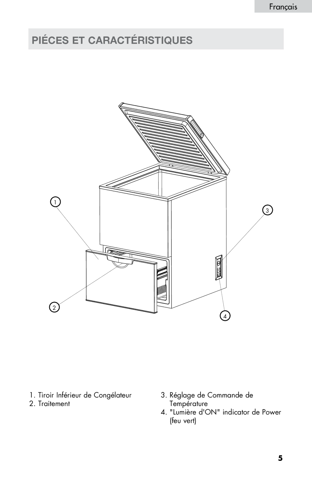 Haier LW145AW user manual PiÉces et caractéristiques 