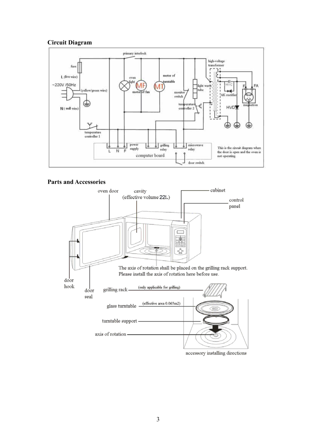 Haier MA-2270EGC user manual Circuit Diagram Parts and Accessories 